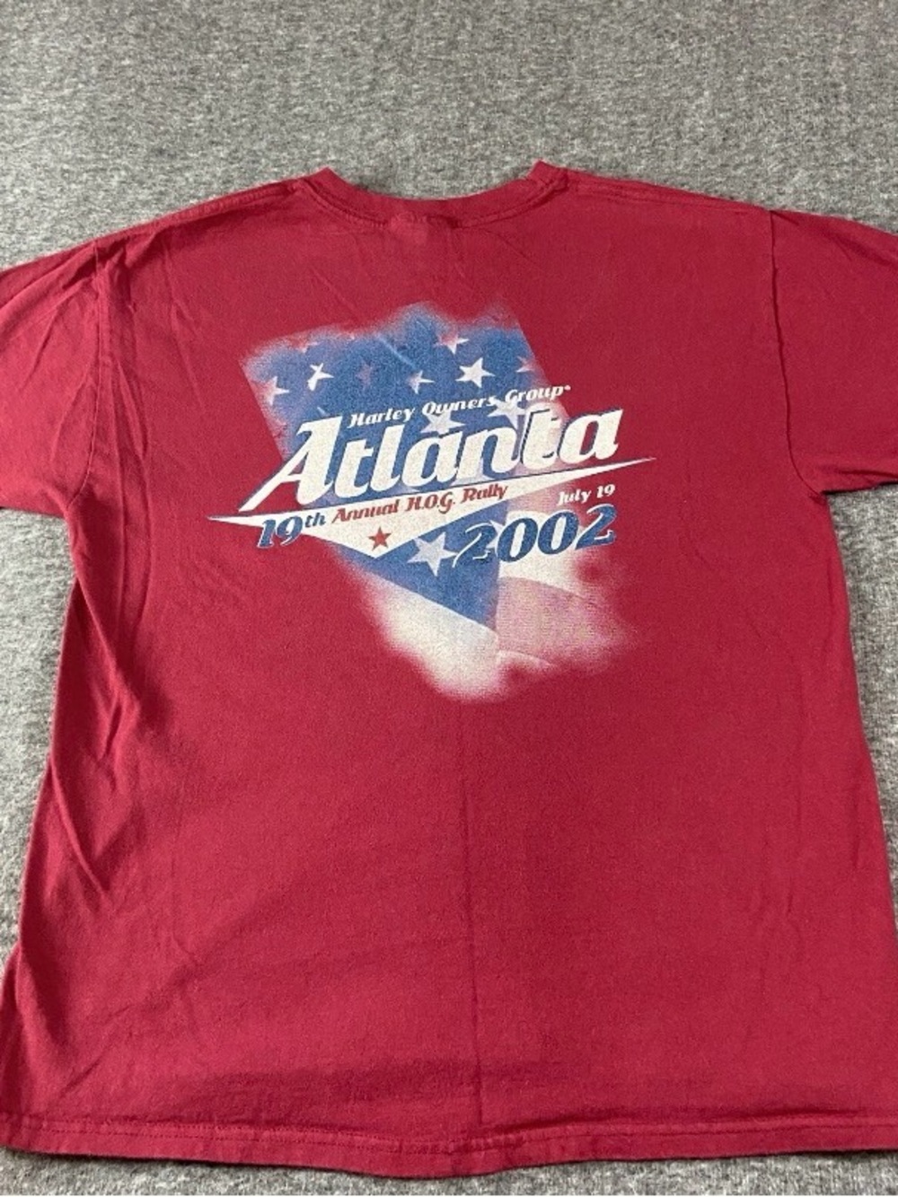 Vintage Atlanta Motorcycle Hog Rally Shirt Adult L Burgundy Owners Group